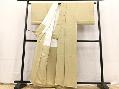 平和屋着物■上質な色無地　花唐草地紋　蒸栗色　正絹　逸品　BAAY5920yc