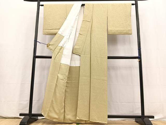 平和屋着物■上質な色無地　花唐草地紋　蒸栗色　正絹　逸品　BAAY5920yc