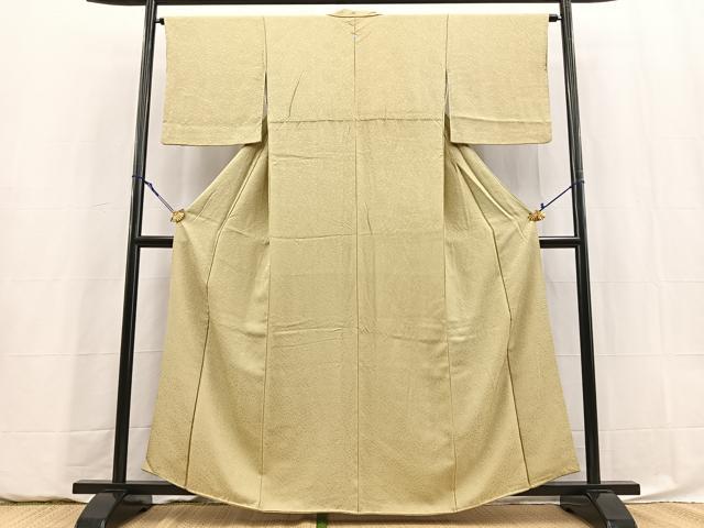 平和屋着物■上質な色無地　花唐草地紋　蒸栗色　正絹　逸品　BAAY5920yc