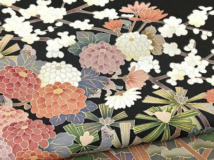 平和屋着物●豪華黒留袖　友禅　作家物　立波花文　正絹　逸品　BAAY5921yc