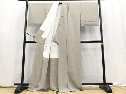 平和屋着物■上質な色無地　薄梅鼠色　正絹　逸品　BAAY5927yc