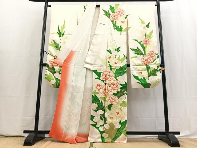 平和屋着物■豪華振袖　駒刺繍　草花文　金彩　正絹　逸品　BAAY5928yc