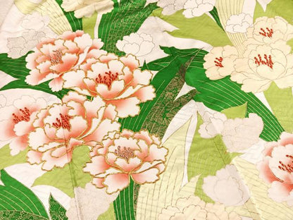 平和屋着物■豪華振袖　駒刺繍　草花文　金彩　正絹　逸品　BAAY5928yc