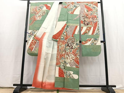 平和屋着物■豪華振袖　動物花文　金彩　正絹　逸品　BAAY5929yc