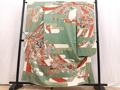 平和屋着物■豪華振袖　動物花文　金彩　正絹　逸品　BAAY5929yc