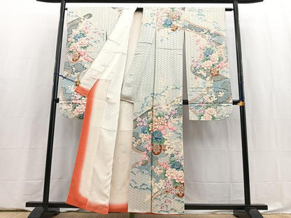 平和屋着物■豪華振袖　駒刺繍　絵巻花車文　金彩　正絹　逸品　BAAY5930yc