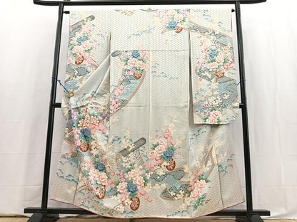 平和屋着物■豪華振袖　駒刺繍　絵巻花車文　金彩　正絹　逸品　BAAY5930yc
