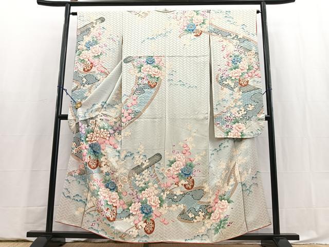 平和屋着物■豪華振袖　駒刺繍　絵巻花車文　金彩　正絹　逸品　BAAY5930yc