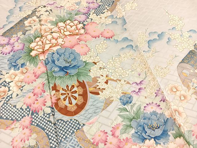 平和屋着物■豪華振袖　駒刺繍　絵巻花車文　金彩　正絹　逸品　BAAY5930yc