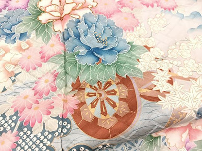 平和屋着物■豪華振袖　駒刺繍　絵巻花車文　金彩　正絹　逸品　BAAY5930yc