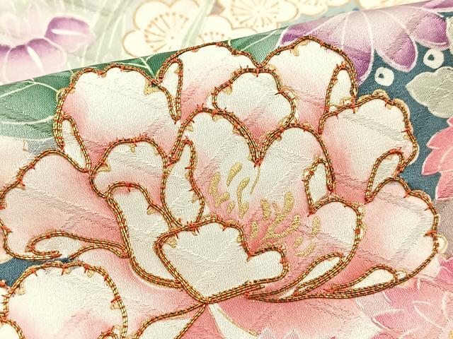 平和屋着物■豪華振袖　駒刺繍　絵巻花車文　金彩　正絹　逸品　BAAY5930yc