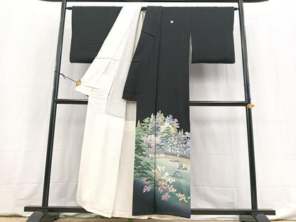 平和屋着物●十日町友禅作家　阿部佳雪　黒留袖　竜安寺　正絹　逸品　BAAY5932yc