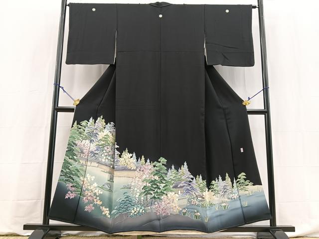 平和屋着物●十日町友禅作家　阿部佳雪　黒留袖　竜安寺　正絹　逸品　BAAY5932yc