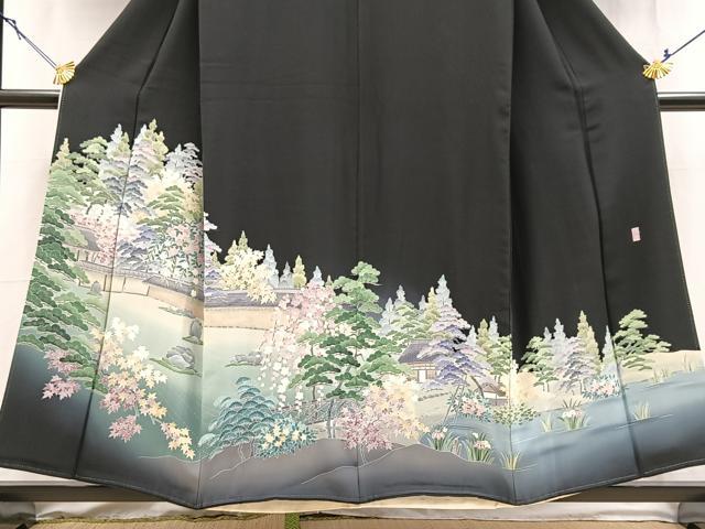 平和屋着物●十日町友禅作家　阿部佳雪　黒留袖　竜安寺　正絹　逸品　BAAY5932yc
