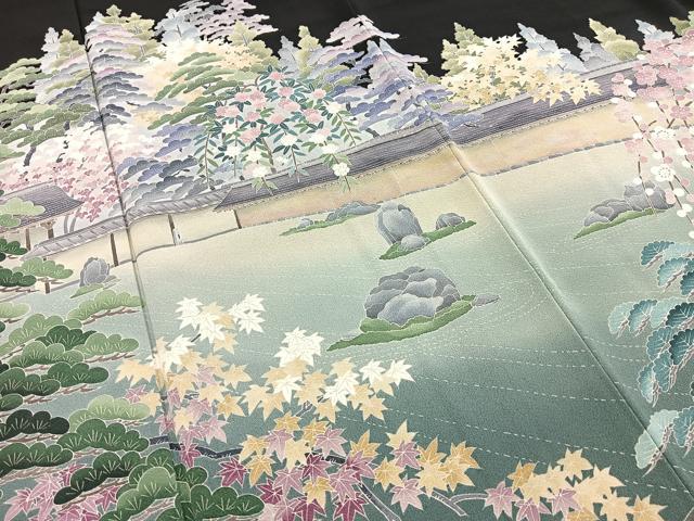 平和屋着物●十日町友禅作家　阿部佳雪　黒留袖　竜安寺　正絹　逸品　BAAY5932yc