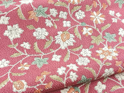 平和屋着物■上質な小紋　更紗花文　鬼しぼ縮緬　正絹　逸品　BAAY5937yc