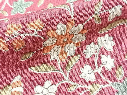 平和屋着物■上質な小紋　更紗花文　鬼しぼ縮緬　正絹　逸品　BAAY5937yc