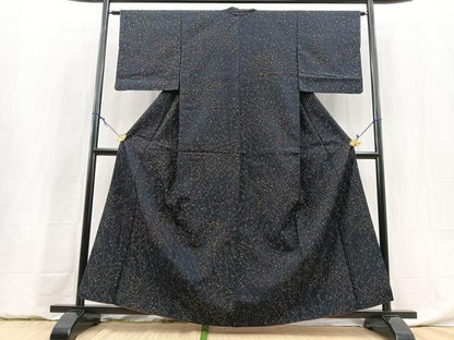 平和屋着物■上質な紬　草花文　正絹　逸品　BAAY5938yc