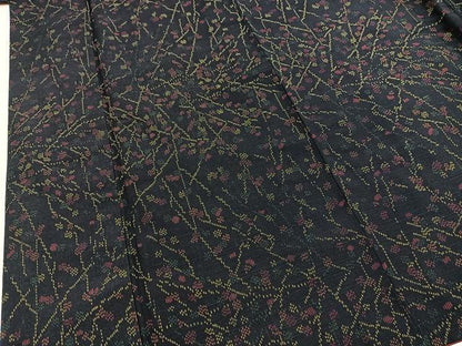 平和屋着物■上質な紬　草花文　正絹　逸品　BAAY5938yc