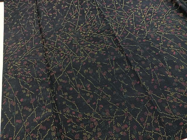 平和屋着物■上質な紬　草花文　正絹　逸品　BAAY5938yc