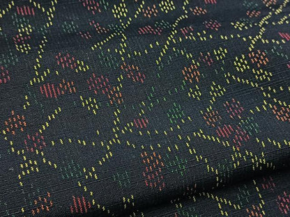 平和屋着物■上質な紬　草花文　正絹　逸品　BAAY5938yc