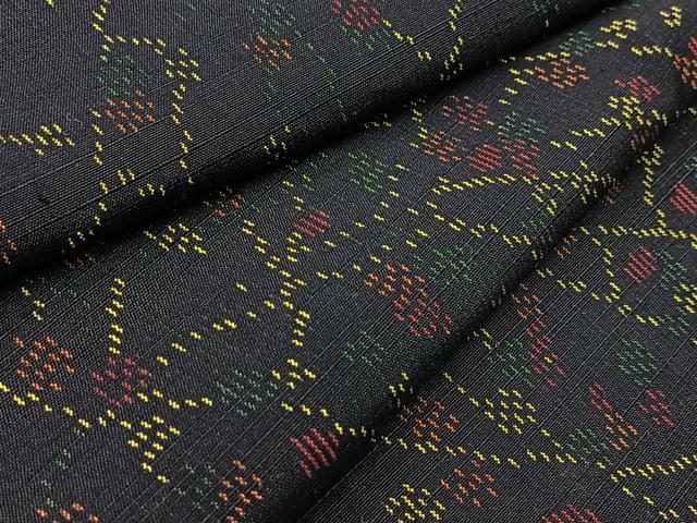 平和屋着物■上質な紬　草花文　正絹　逸品　BAAY5938yc