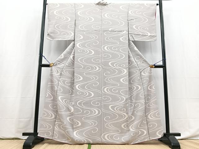 平和屋着物■上質な紬　120亀甲　流水文　正絹　逸品　BAAY5942yc