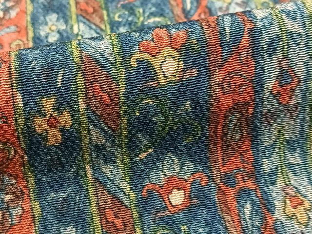 平和屋着物■上質な小紋　更紗間道　鬼しぼ縮緬　正絹　逸品　BAAY5948yc