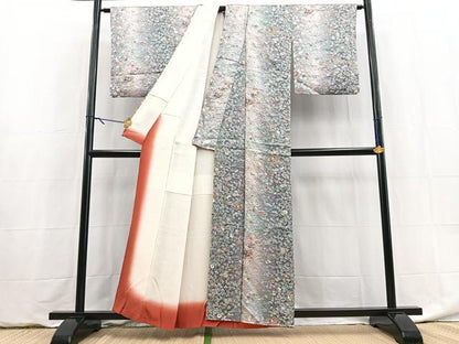 平和屋着物■上質な小紋　絞り　地紙花蝶文　暈し染め　金彩　正絹　逸品　BAAY5951yc