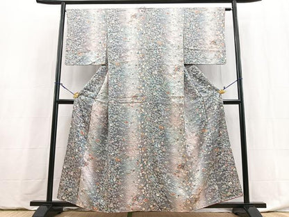 平和屋着物■上質な小紋　絞り　地紙花蝶文　暈し染め　金彩　正絹　逸品　BAAY5951yc