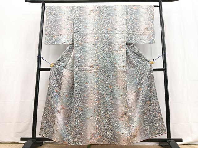 平和屋着物■上質な小紋　絞り　地紙花蝶文　暈し染め　金彩　正絹　逸品　BAAY5951yc