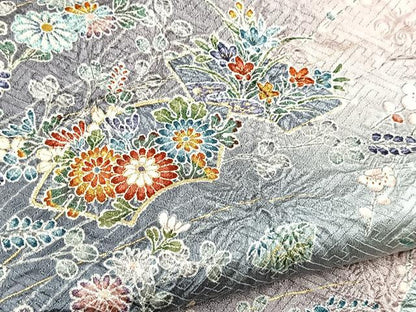 平和屋着物■上質な小紋　絞り　地紙花蝶文　暈し染め　金彩　正絹　逸品　BAAY5951yc