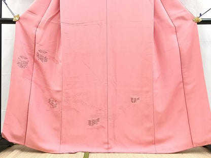平和屋着物■豪華色留袖　貝桶花文　桃色　正絹　逸品　BAAY5960yc