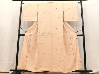 平和屋着物●上質な小紋　地紋起こし　扇面吉祥花地紋　正絹　逸品　BAAY5963yc