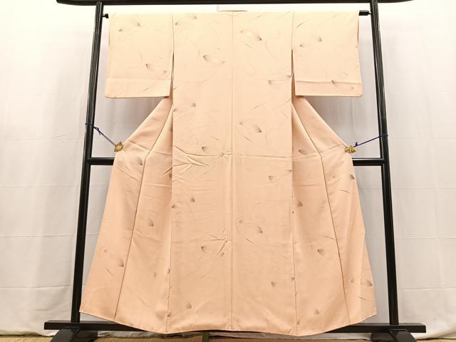 平和屋着物●上質な小紋　地紋起こし　扇面吉祥花地紋　正絹　逸品　BAAY5963yc