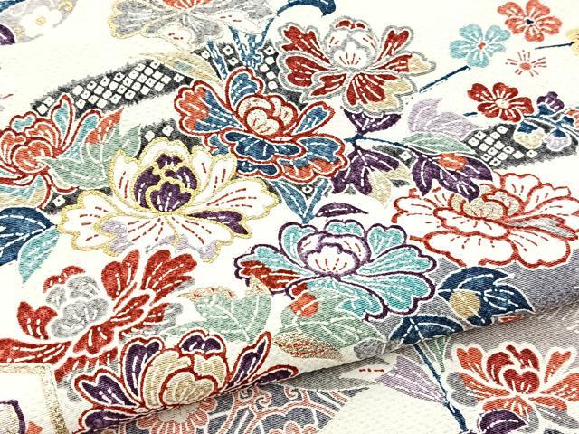 平和屋着物■上質な小紋　吉祥更紗花鳥文　金銀彩　正絹　逸品　BAAY5966yc