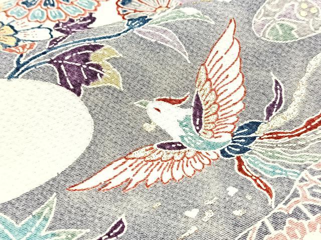 平和屋着物■上質な小紋　吉祥更紗花鳥文　金銀彩　正絹　逸品　BAAY5966yc