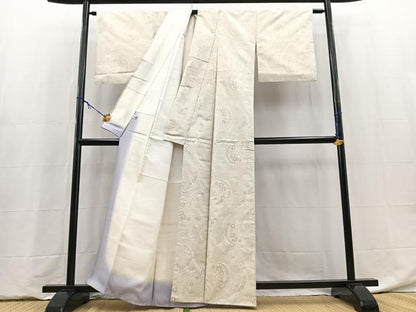 平和屋着物●本場大島紬　白大島　流水花文　やまと誂製　正絹　逸品　BAAY5967yc