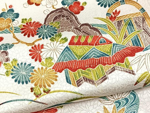 平和屋着物■上質な小紋　松竹梅御所解花文　正絹　逸品　BAAY5976yc
