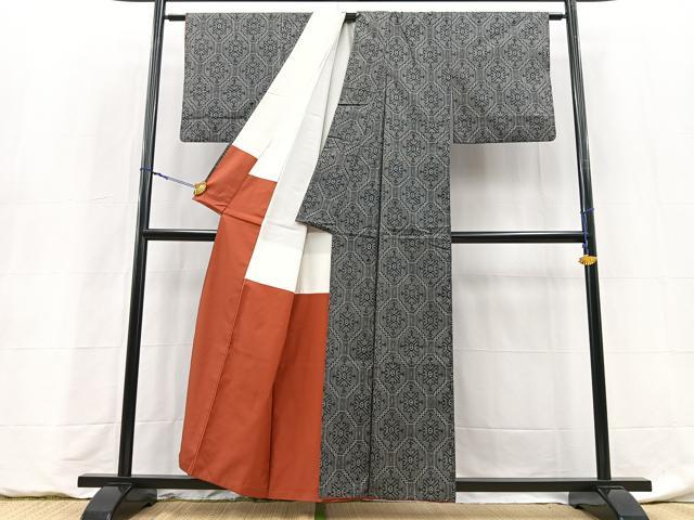 平和屋着物■上質な紬　蜀江花文　正絹　逸品　BAAY5980yc