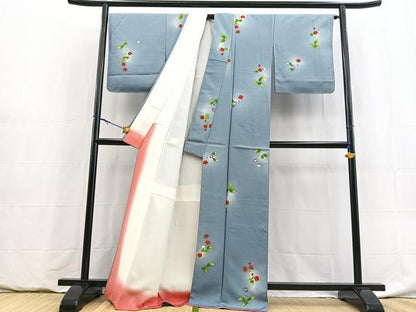 平和屋着物■上質な小紋　草花文　蛍暈し　正絹　逸品　BAAY5986yc