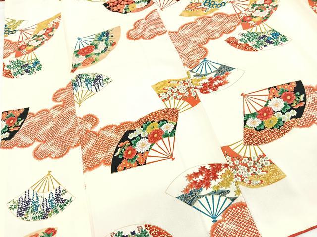平和屋着物■上質な小紋　扇面花文　金彩　正絹　逸品　BAAY5991yc