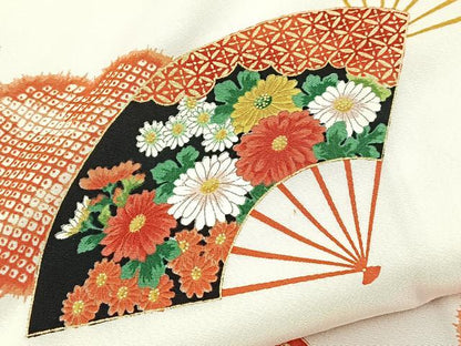平和屋着物■上質な小紋　扇面花文　金彩　正絹　逸品　BAAY5991yc
