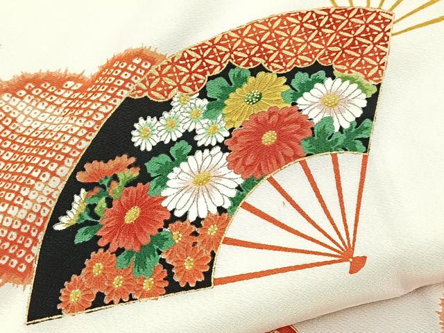 平和屋着物■上質な小紋　扇面花文　金彩　正絹　逸品　BAAY5991yc