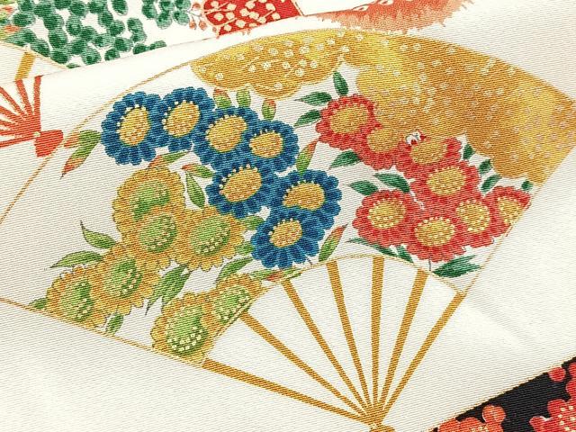 平和屋着物■上質な小紋　扇面花文　金彩　正絹　逸品　BAAY5991yc