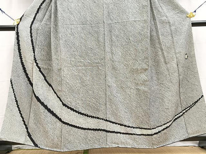 平和屋着物●訪問着　作家物　総絞り　抽象文　黒地　正絹　逸品　BAAY5996yc