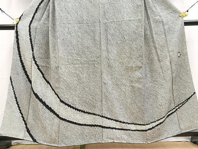 平和屋着物●訪問着　作家物　総絞り　抽象文　黒地　正絹　逸品　BAAY5996yc