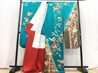平和屋着物●豪華振袖　花蝶文　暈し染め　さが美扱い　正絹　逸品　BAAY6000yc