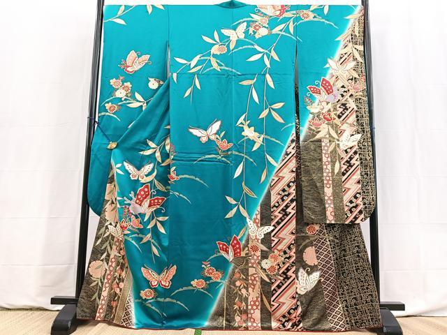 平和屋着物●豪華振袖　花蝶文　暈し染め　さが美扱い　正絹　逸品　BAAY6000yc