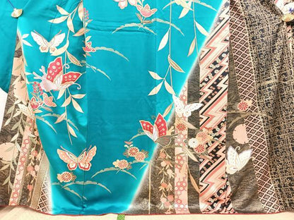 平和屋着物●豪華振袖　花蝶文　暈し染め　さが美扱い　正絹　逸品　BAAY6000yc